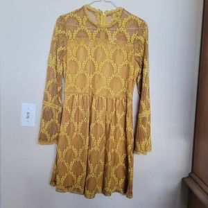 Vintage Inspired Mustard Lace Dress